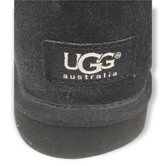UGG Classic Tall  Snow Boots Women's Size 7 Black Shearling Suede EUC 5815 17" - Picture 6 of 10